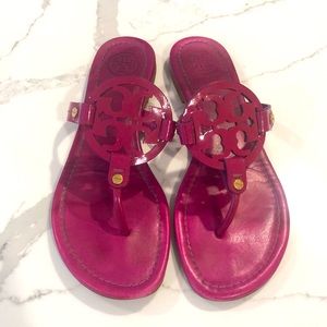 Tory Burch Miller Magenta Sandals! Size 7.5- wear and tear. Perfectly pink!